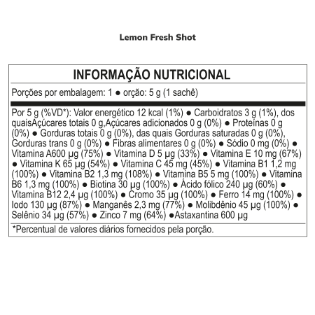 Informações Nutricionais Lemon Fresh Shot